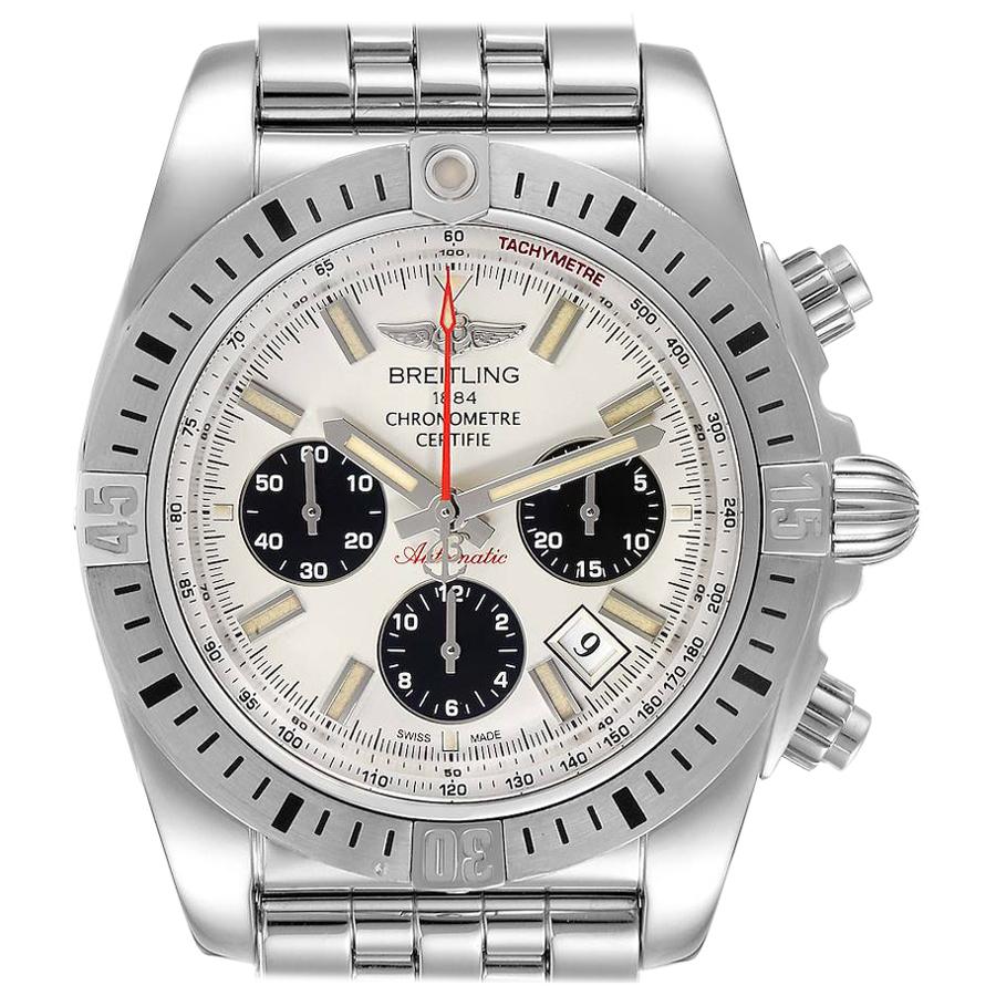Breitling Chronomat 44 Airbourne Silver Dial Steel Men's Watch AB0115 Box For Sale