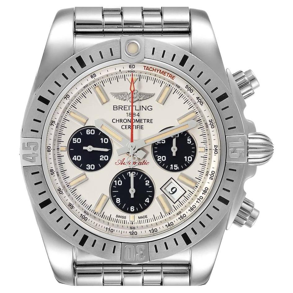Breitling Chronomat 44 Airbourne Silver Dial Steel Mens Watch AB0115 Box Papers