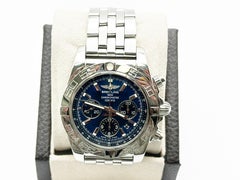 Breitling Chronomat 44 B01 AB0110 Edelstahl Blau Zifferblatt Papiere 44mm
