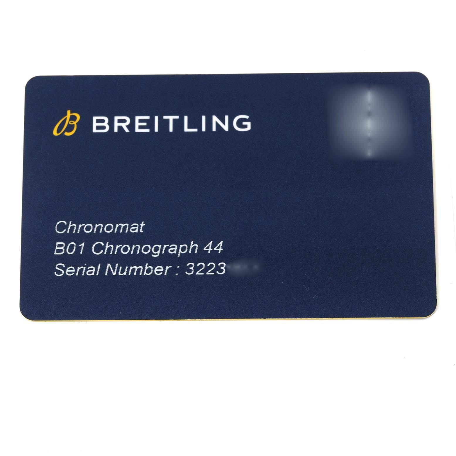 Breitling Chronomat 44 Schwarzes Zifferblatt Stahl Herrenuhr AB0115 Box Card im Angebot 6