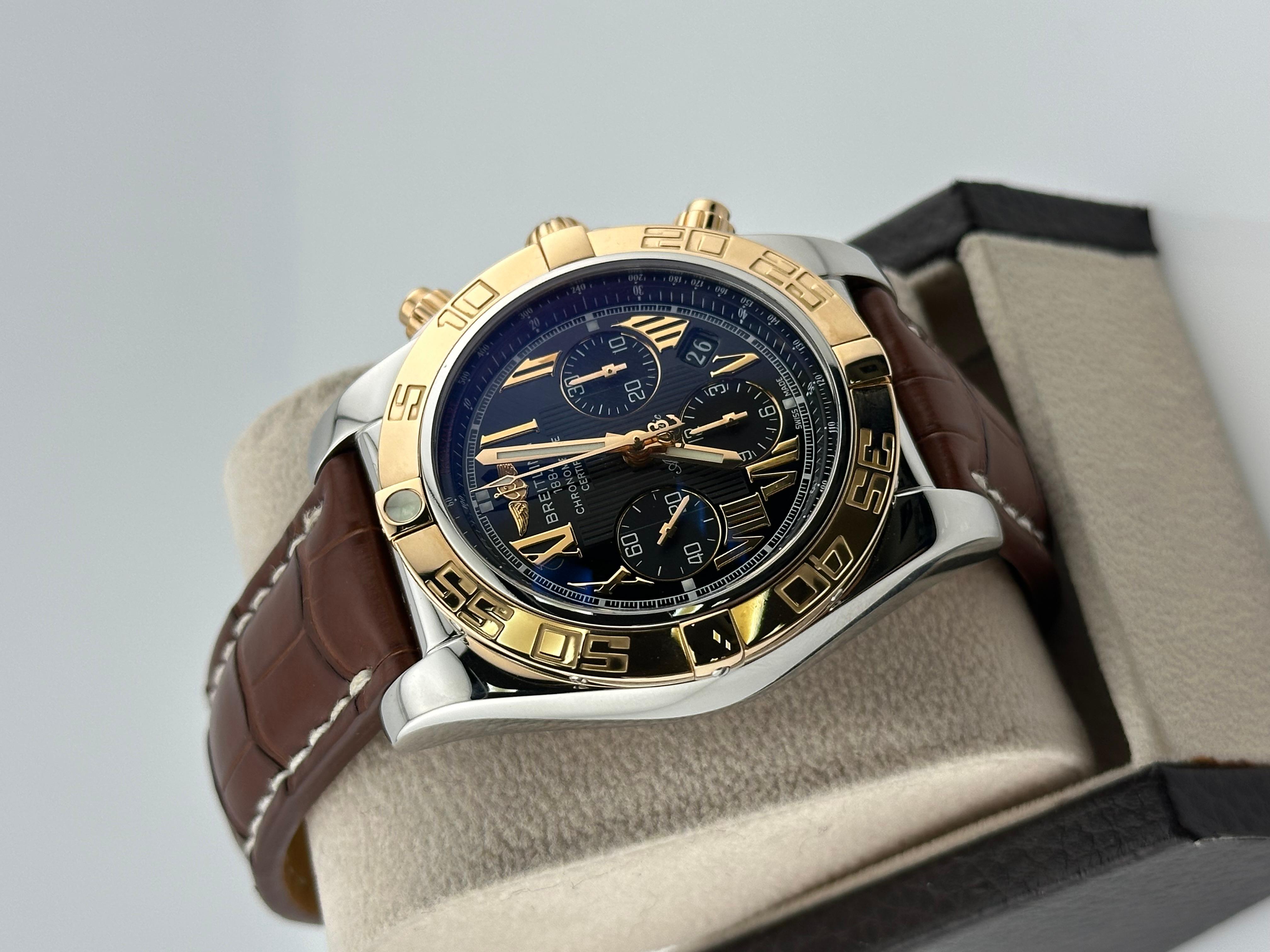 Breitling Chronomat 44 CB0110 Stainless Steel 18K Rose Gold Box Booklet 1