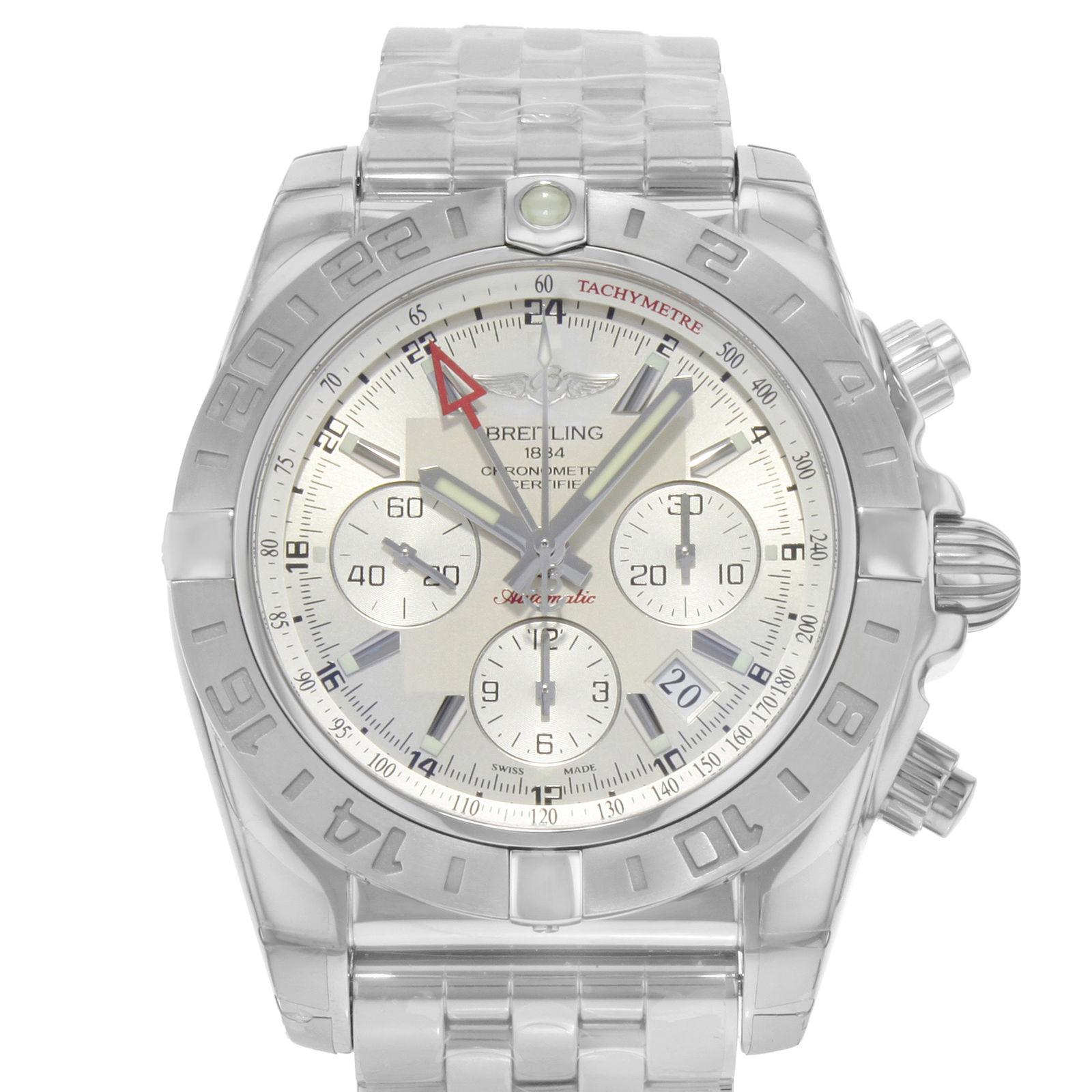 (15751)
This display model Breitling Chronomat 44 AB042011/G745-375A is a beautiful men's timepiece that is powered by an automatic movement which is cased in a stainless steel case. It has a round shape face, chronograph, date, small seconds