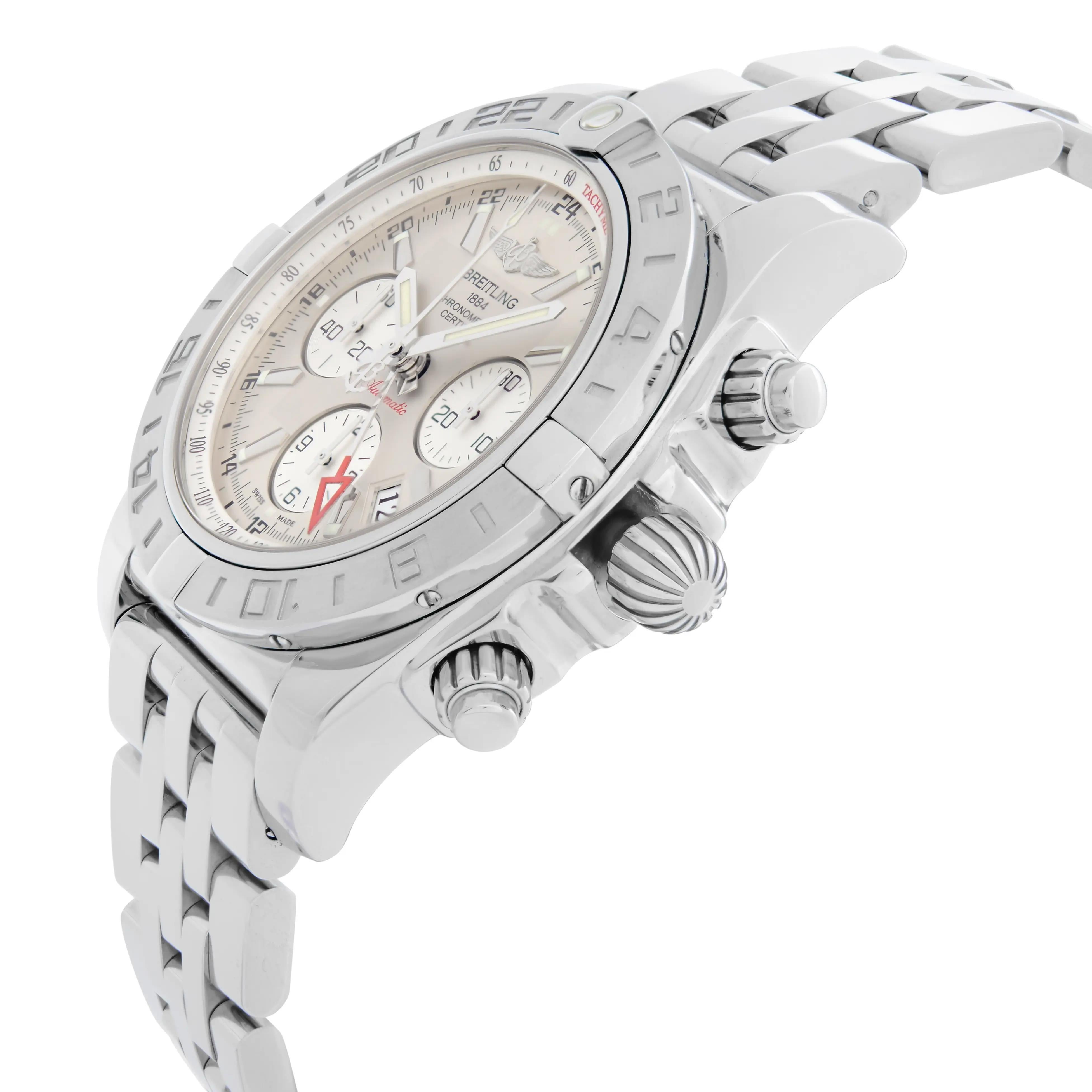 Breitling Chronomat 44 GMT Steel Silver Dial Mens Watch AB042011/G745-375A 1