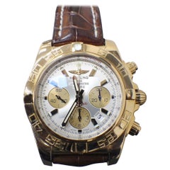 Used Breitling Chronomat 44 HB0110 18 Karat Rose Gold Leather Strap