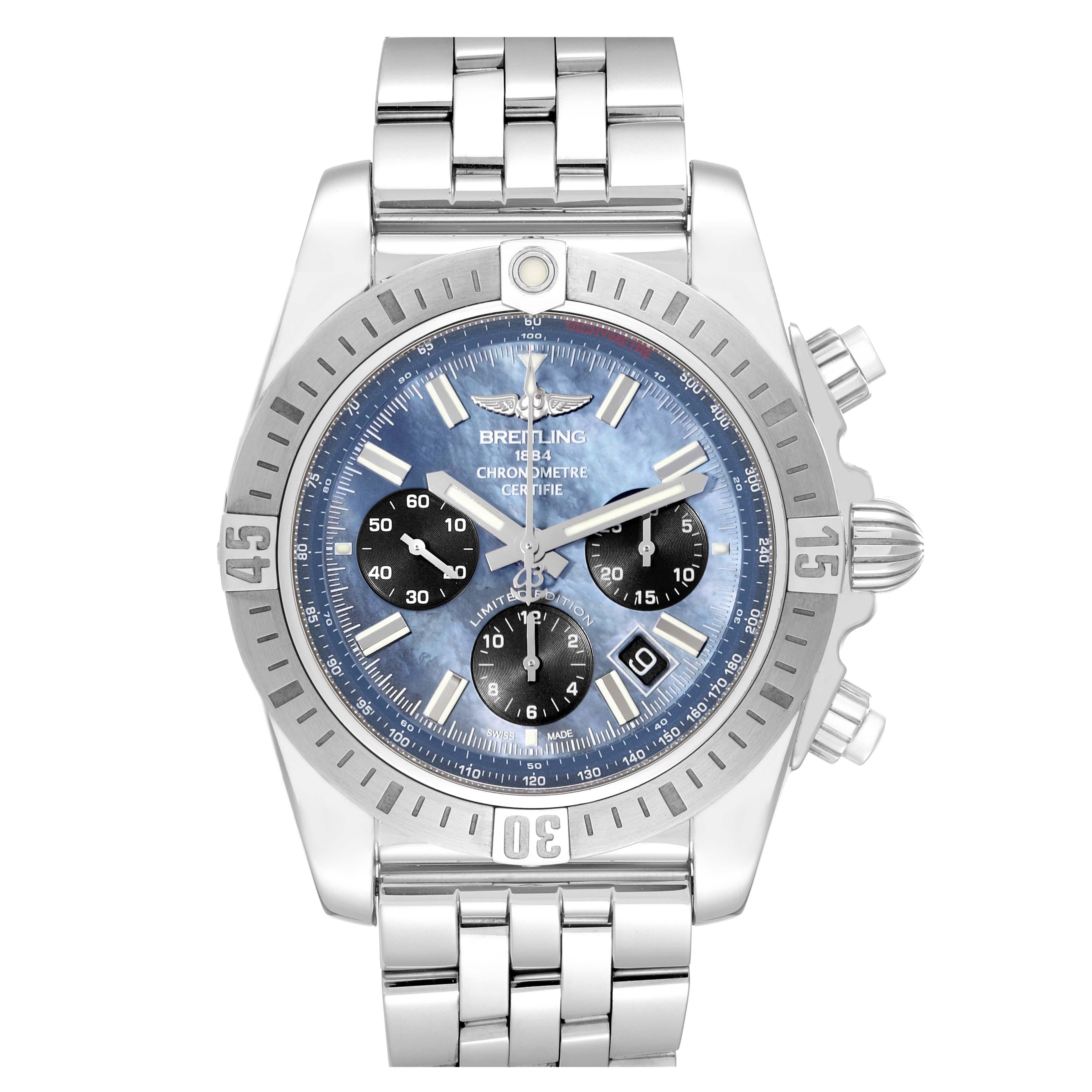 Men's Breitling Chronomat 44 Mother of Pearl Dial Japan Limited Edition Steel Watch For Sale
