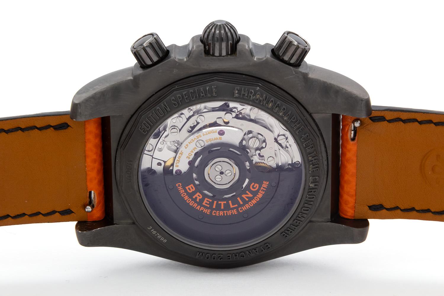 Breitling Chronomat 44 Raven Nero PVD Acciaio e Arancione MB0111 Scatola e Documenti in vendita 1