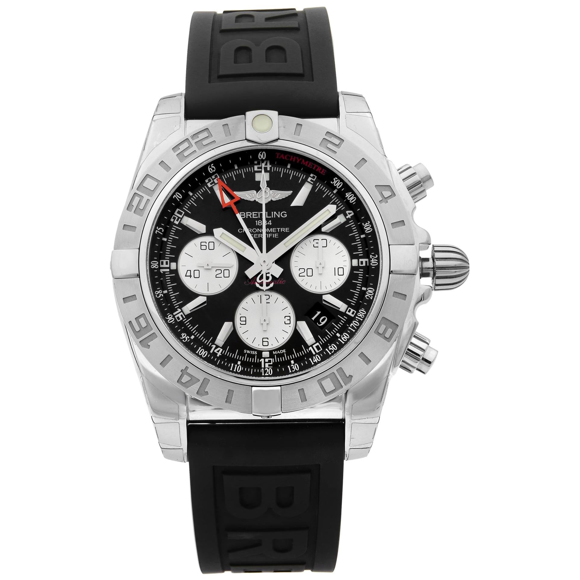 Breitling Chronomat 44 Steel Black Dial Automatic Men's Watch AB042011/BB56-153S