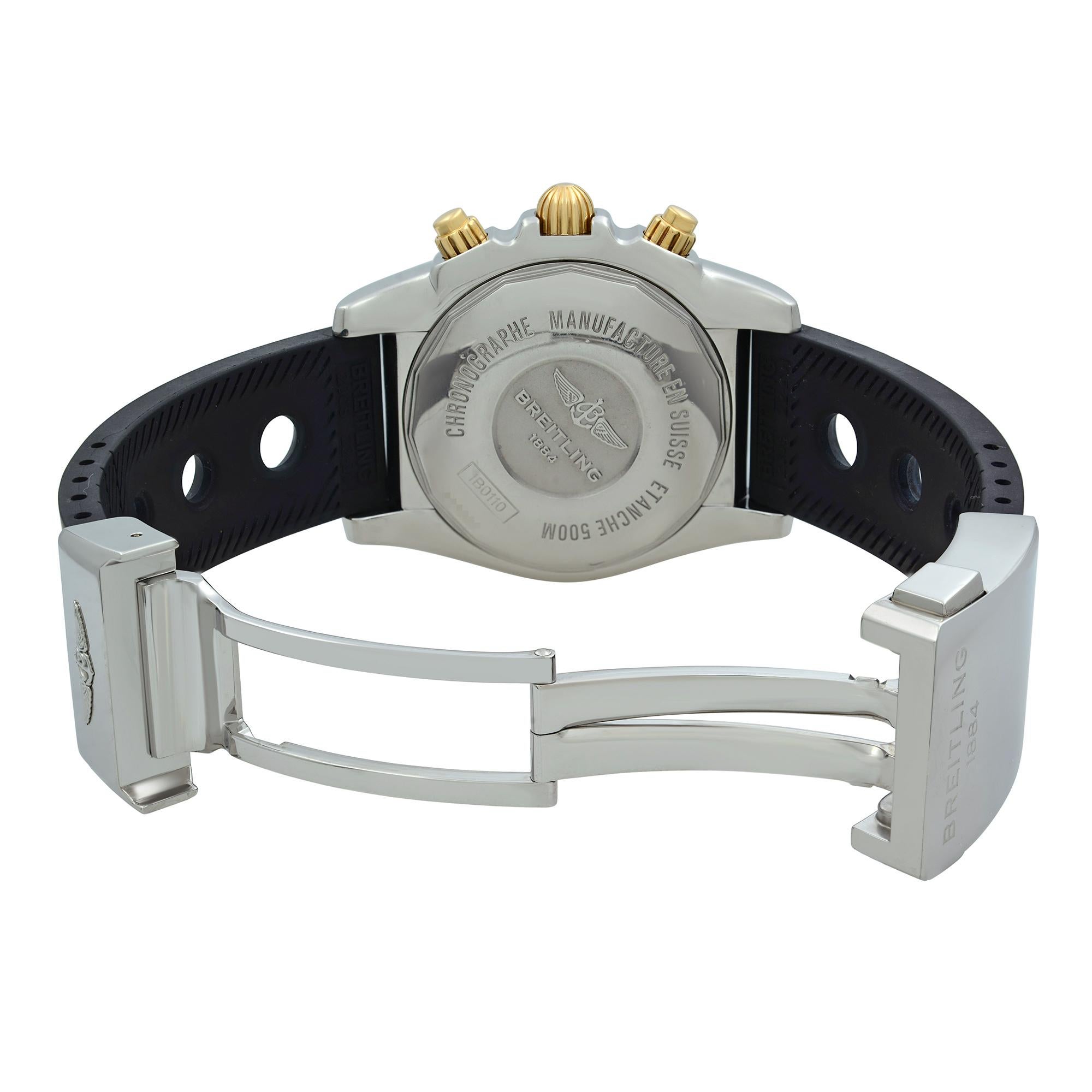 Breitling Chronomat 18 Karat Yellow Gold Steel Black Dial Automatic Watch IB0110 1