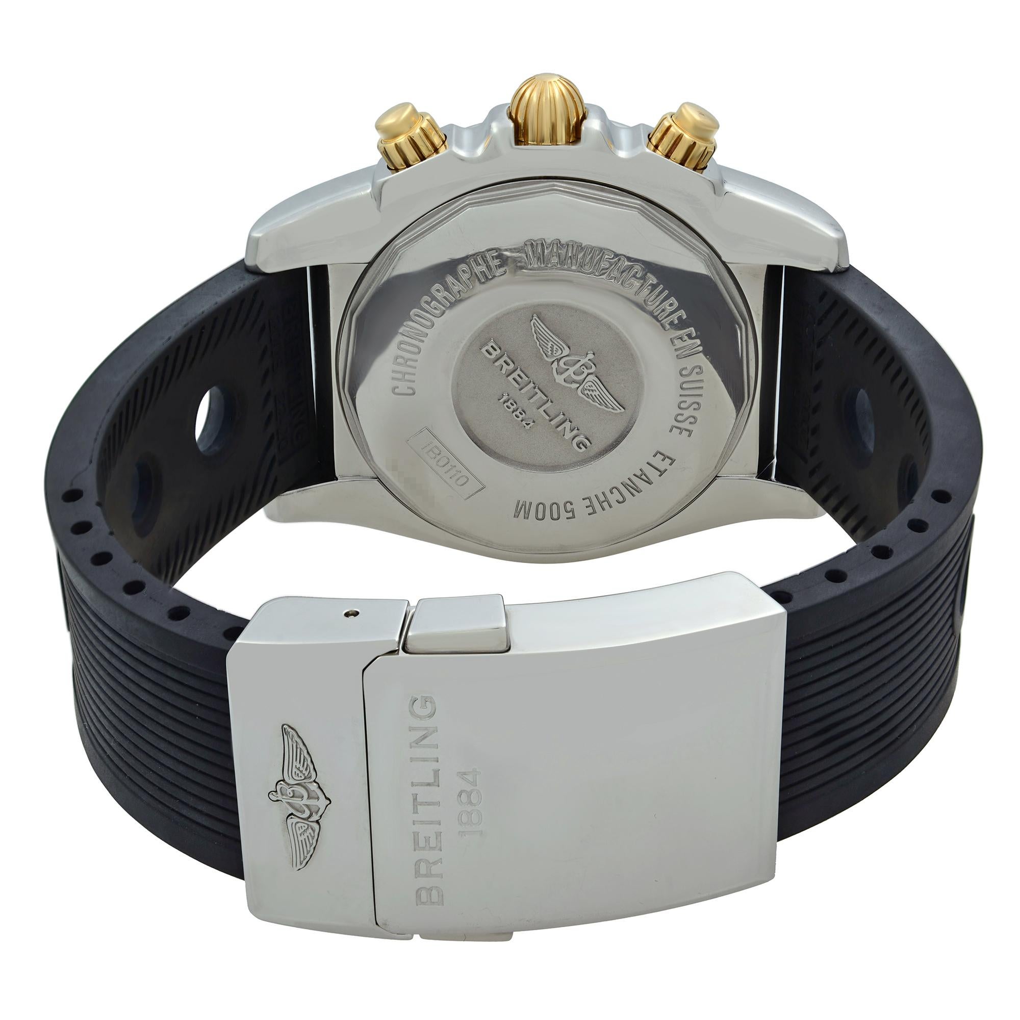 Breitling Chronomat 18 Karat Yellow Gold Steel Black Dial Automatic Watch IB0110 2
