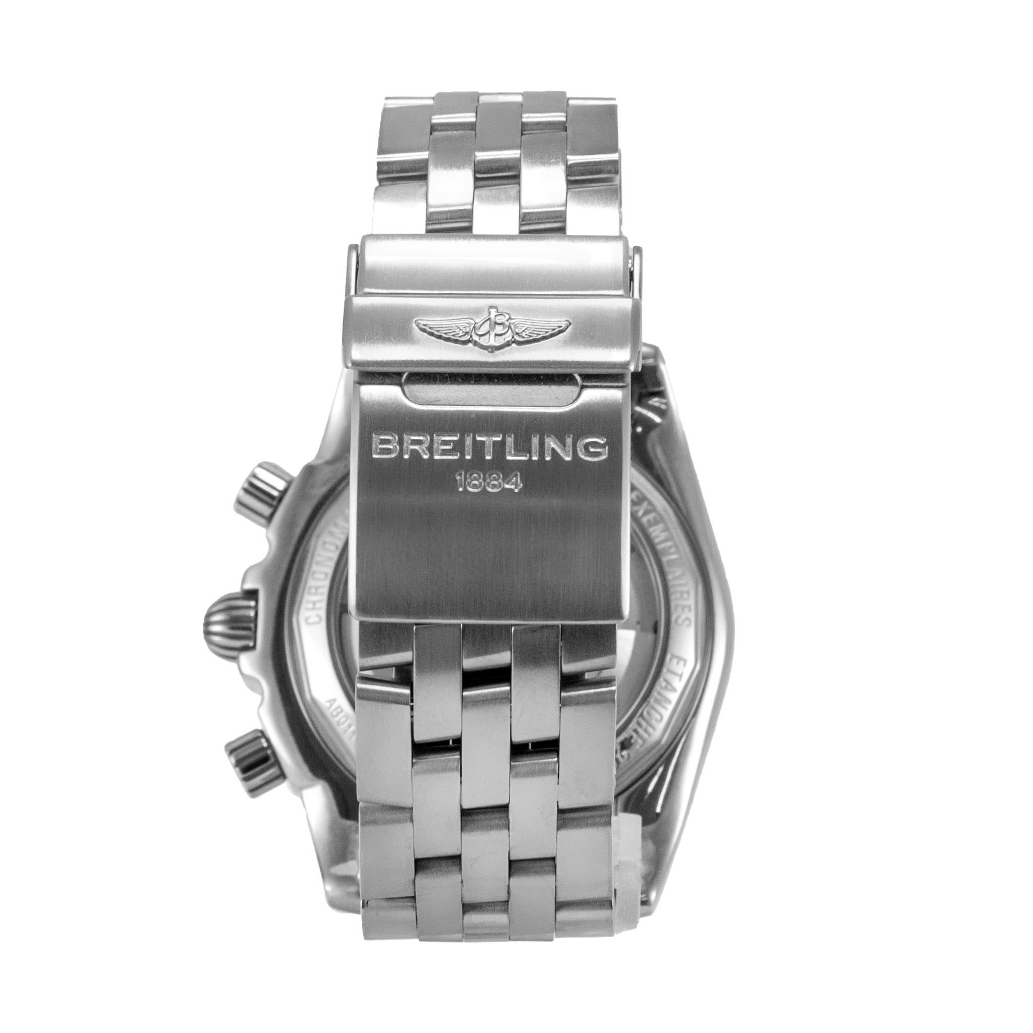 Montre Breitling Chronomat 44MM AB0111 Automatique Cadran noir Acier inoxydable Pour hommes en vente