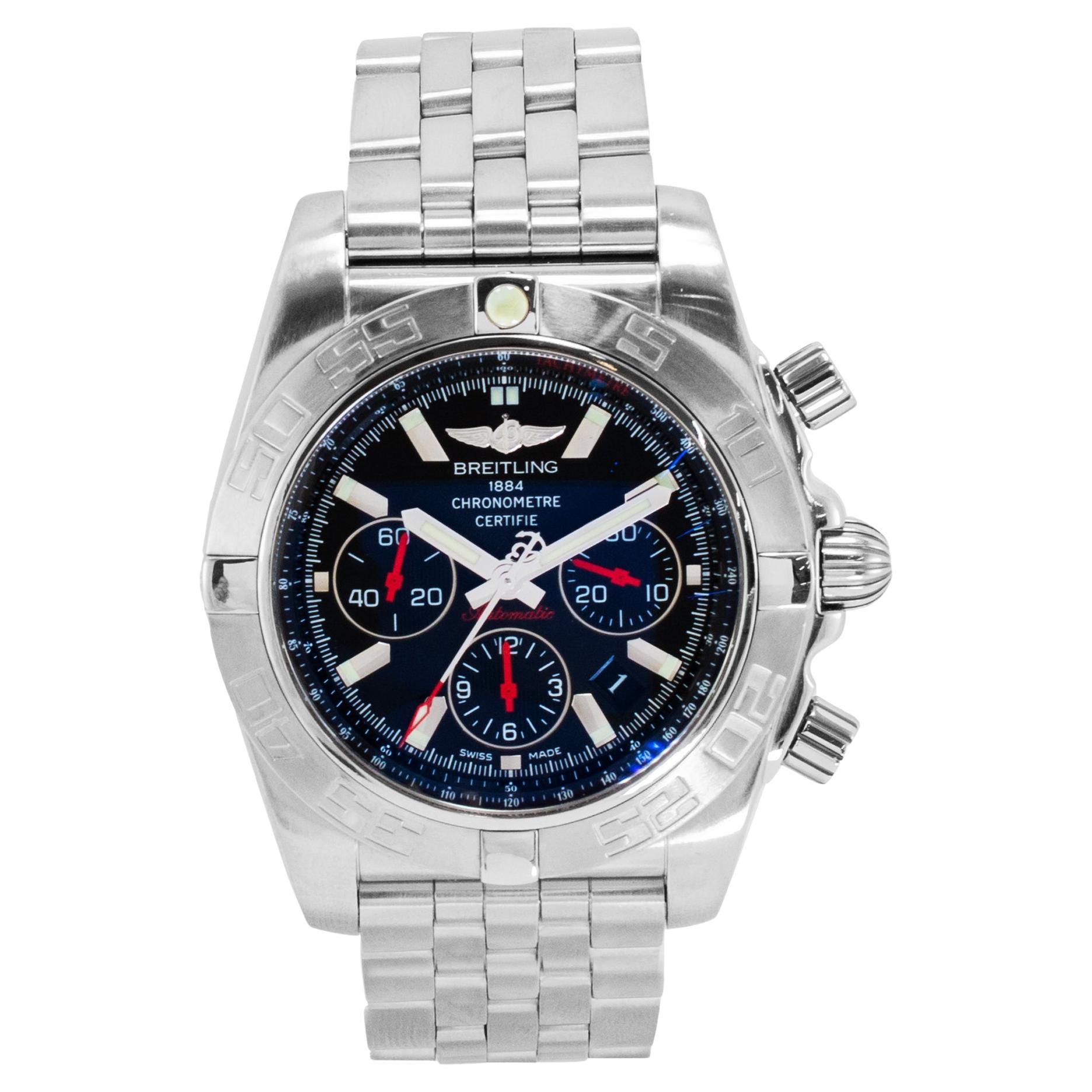 Montre Breitling Chronomat 44MM AB0111 Automatique Cadran noir Acier inoxydable