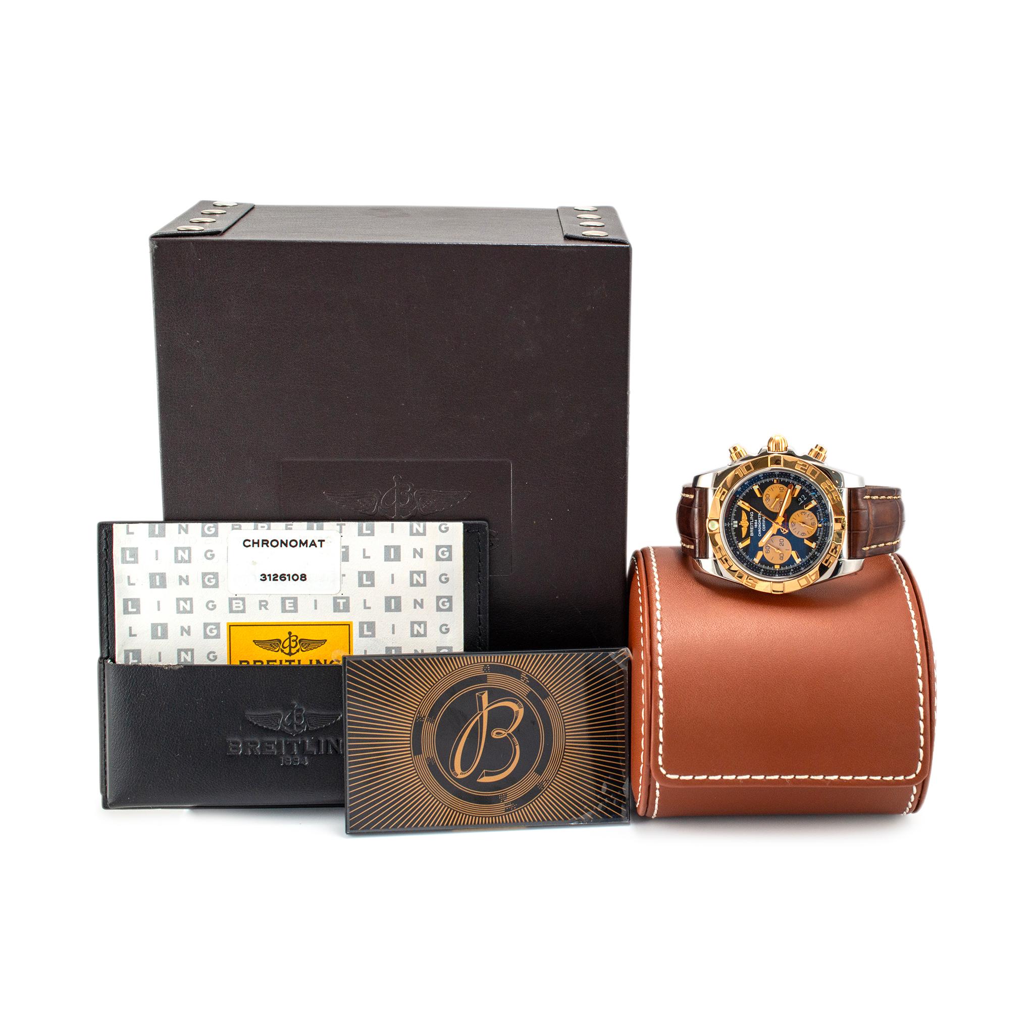 Breitling Chronomat 44MM CB0110 Chronograph 18K Roségold Edelstahl Uhr 3