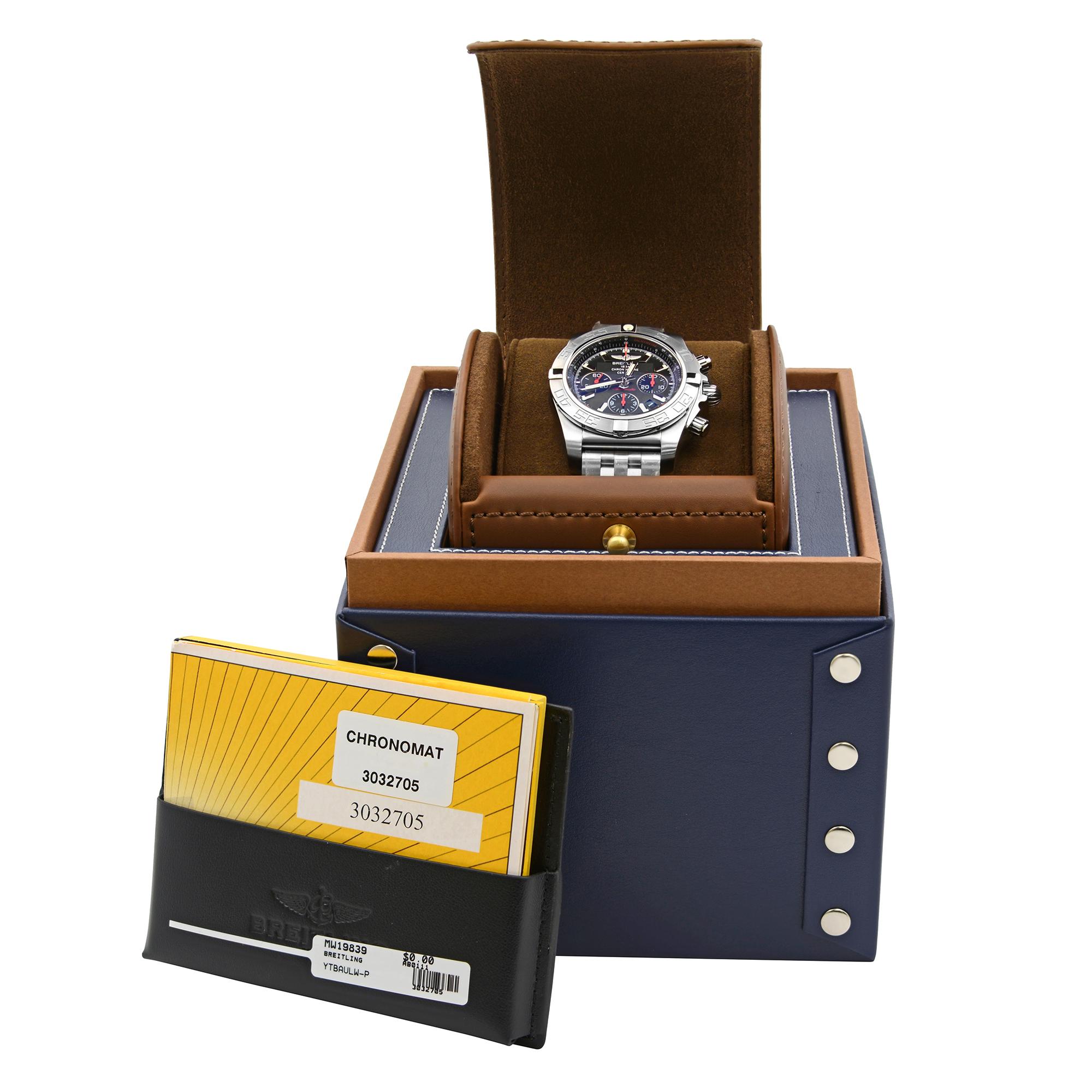 Men's Breitling Chronomat Steel Black Dial Automatic Mens Watch AB011110/BA50SS