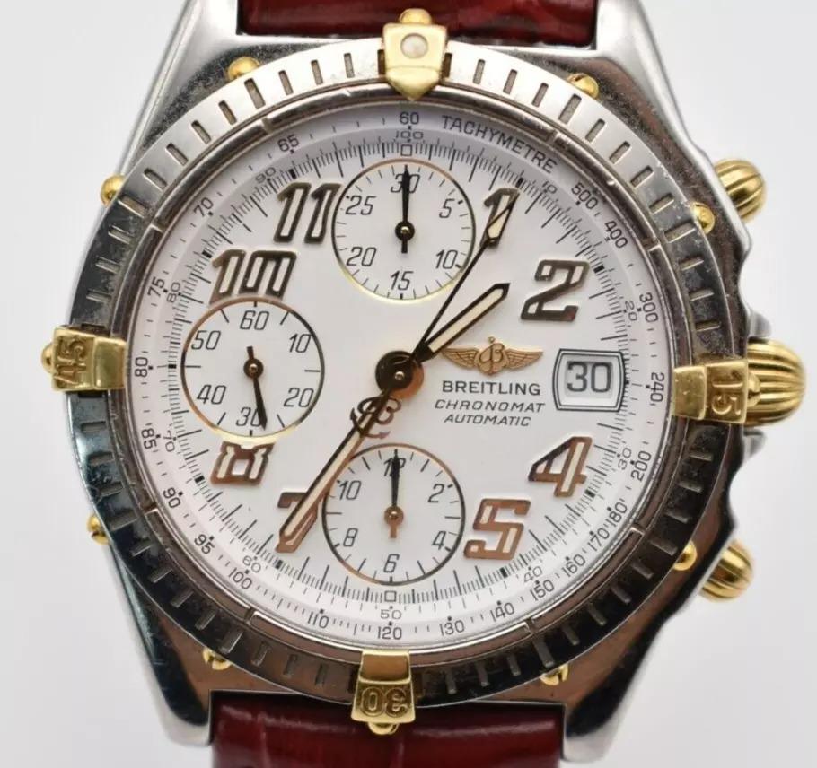 Uomo Breitling Chronomat Automatic Chronograph Orologio da polso in acciaio con dettagli in oro in vendita