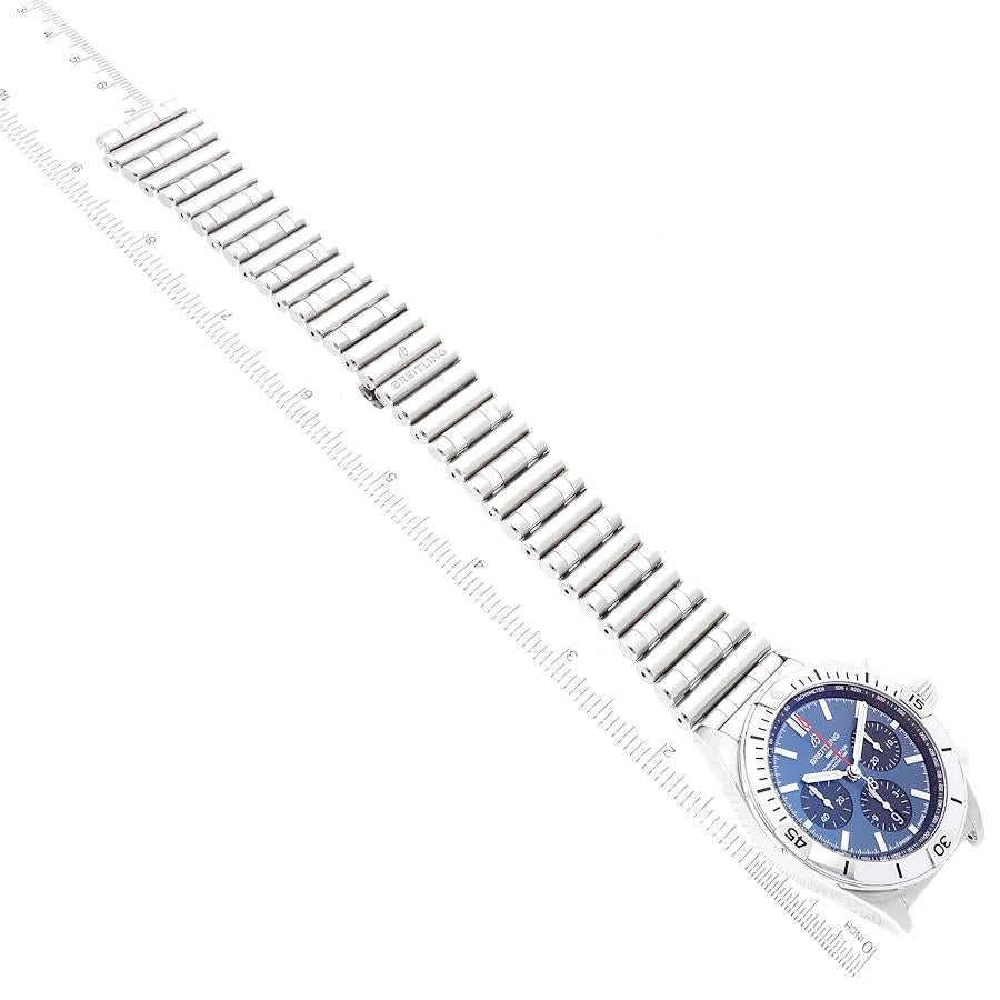 Breitling Chronomat B01 42 Blue Dial Steel Mens Watch AB0134 For Sale 2