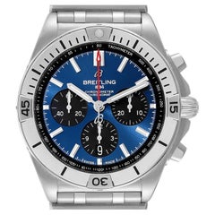 Used Breitling Chronomat B01 42 Blue Dial Steel Mens Watch AB0134