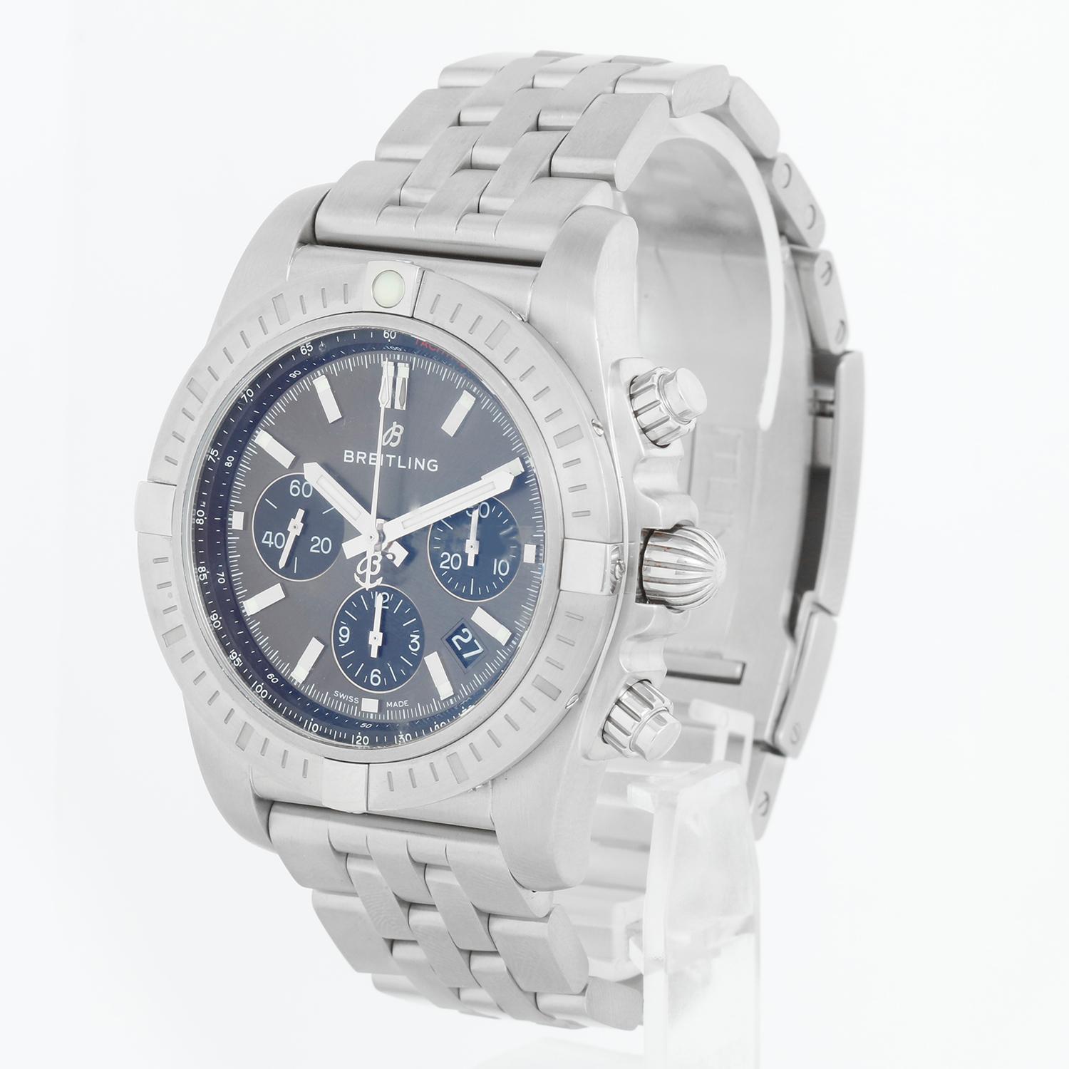 Breitling Chronomat B01 Automatic Men's Watch AB0115101F1A1 Special Edition - Automatic . Stainless Steel (44mm). Dark Grey Dial with date; three sub dial's at 3, 6 and 9 'o clock.. Breitling Stainless Steel bracelet; will fit up to a 7 3/4 inch