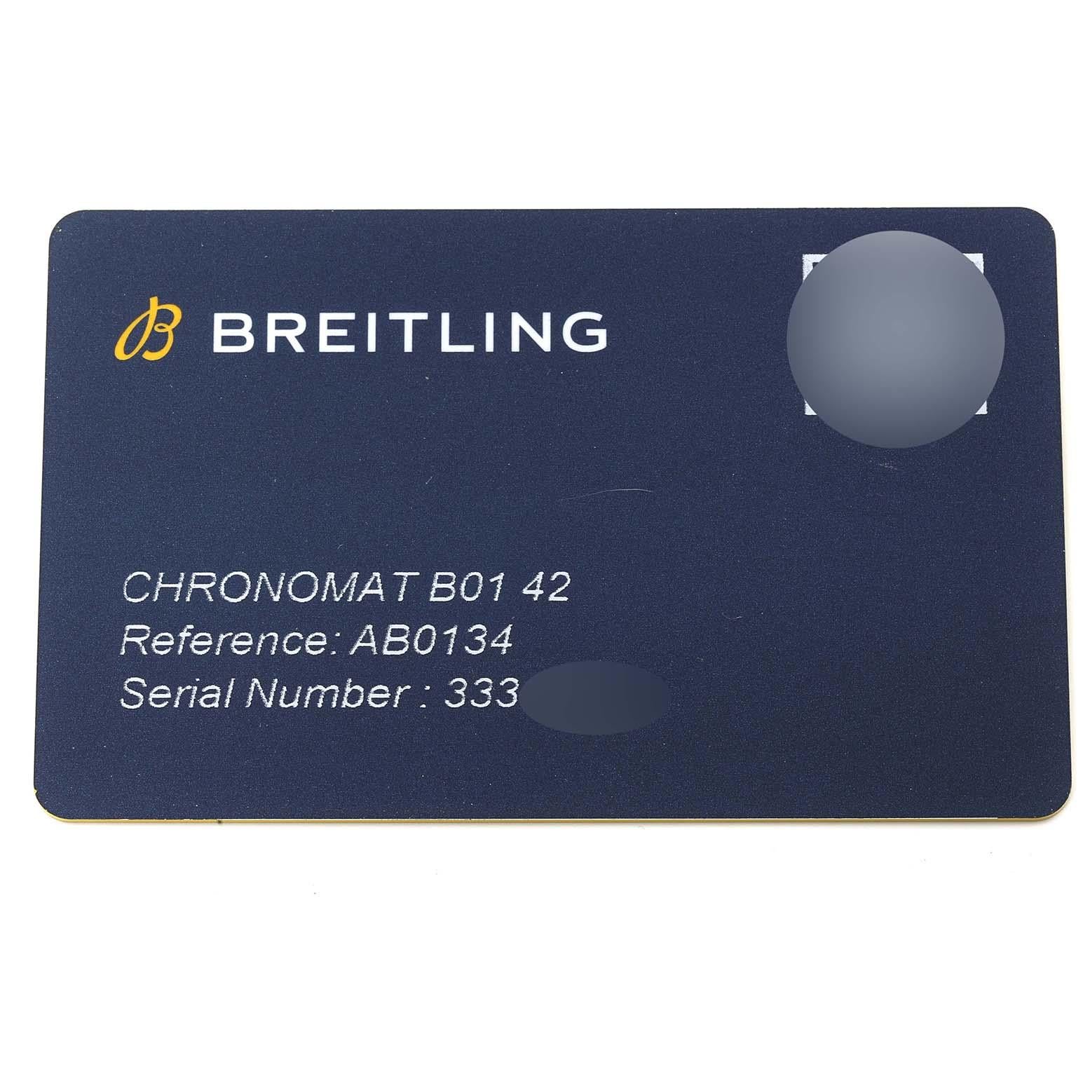 Breitling Chronomat B01 Green Dial Steel Mens Watch AB0134 Box Card 4