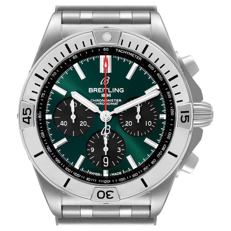 Breitling Premier B09 Chronograph 40 Green Dial Steel Mens Watch AB0930