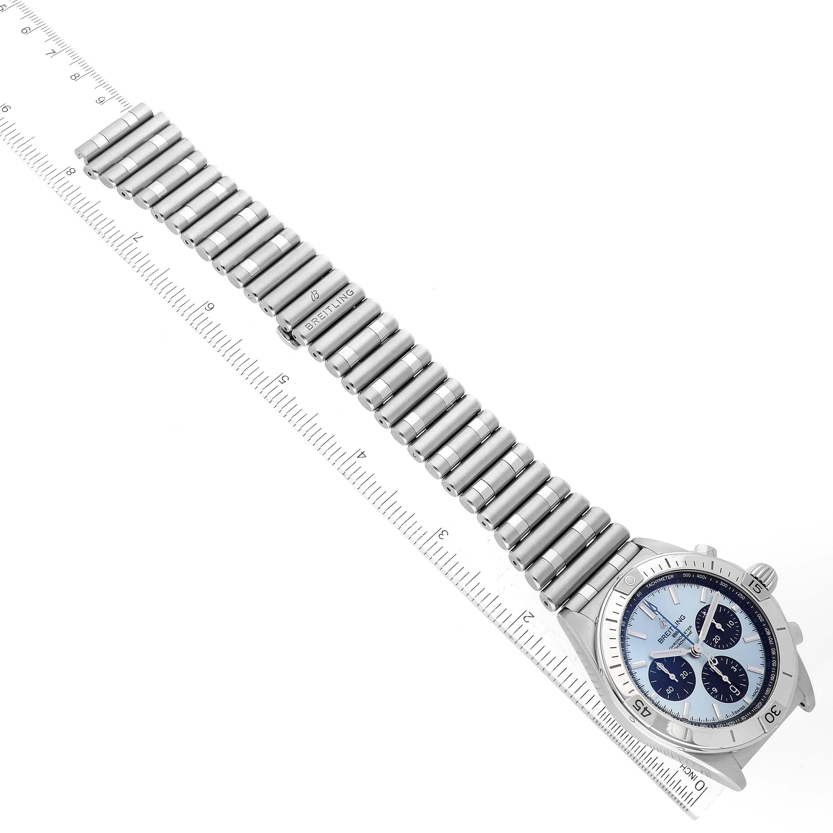 Breitling Chronomat B01 Ice Blue Dial Steel Mens Watch PB0134 Box Card 6