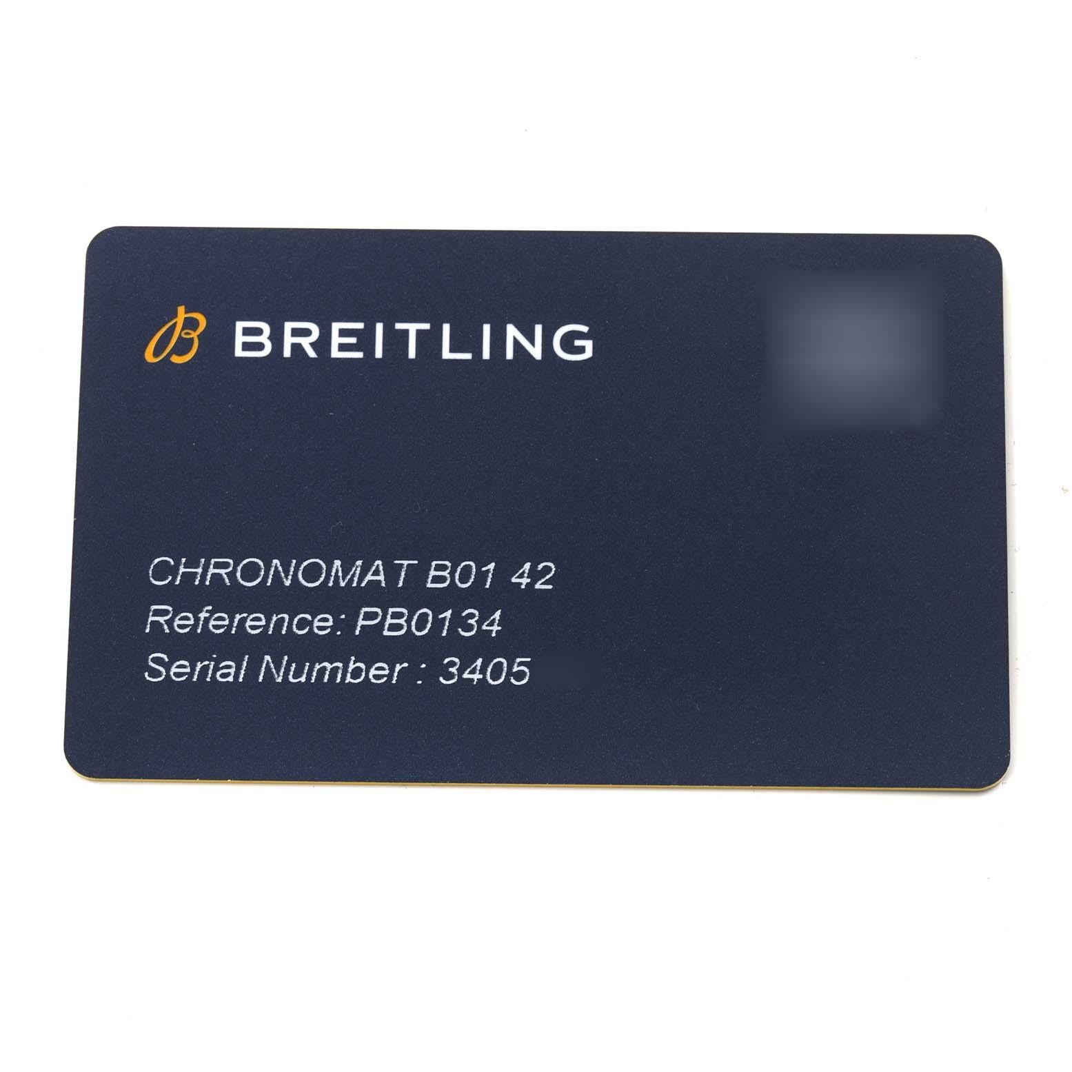 Breitling Chronomat B01 Ice Blue Dial Steel Mens Watch PB0134 Box Card 3