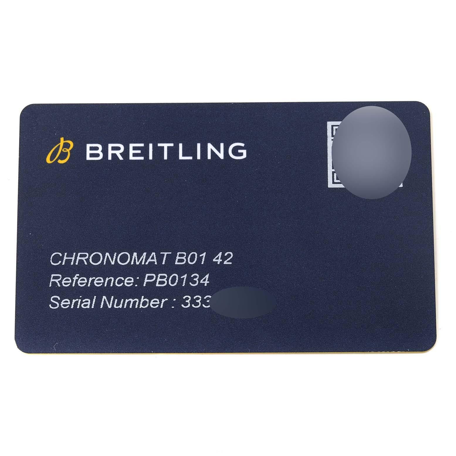 Breitling Chronomat B01 Ice Blue Dial Steel Mens Watch PB0134 Box Card For Sale 2
