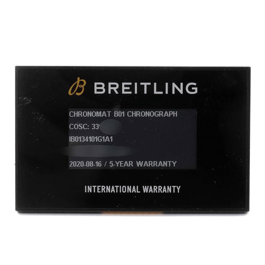 Breitling Chronomat B01 Stainless Steel Silver Dial Mens Watch IB0134 Box Card For Sale 3