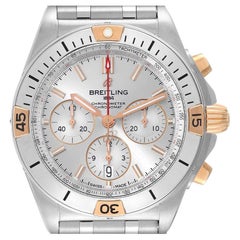Used Breitling Chronomat B01 Stainless Steel Silver Dial Mens Watch IB0134 Box Card