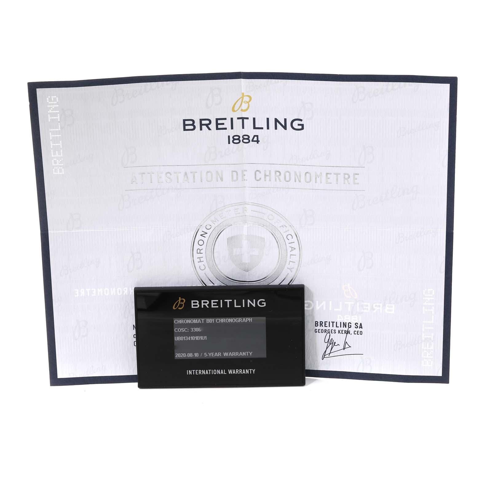 Breitling Chronomat B01 Stahl Roségold Graues Zifferblatt Herrenuhr UB0134 Box Card im Angebot 7