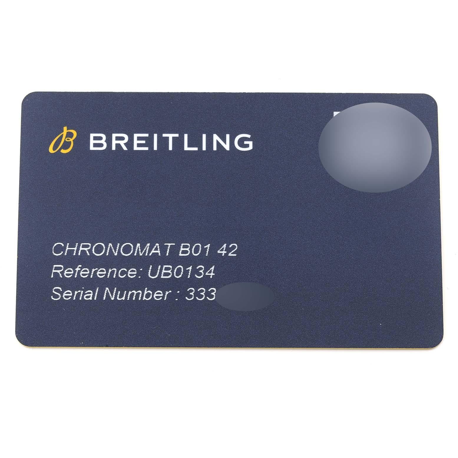 Breitling Chronomat B01 Steel Rose Gold Grey Dial Mens Watch UB0134 Box Card For Sale 5