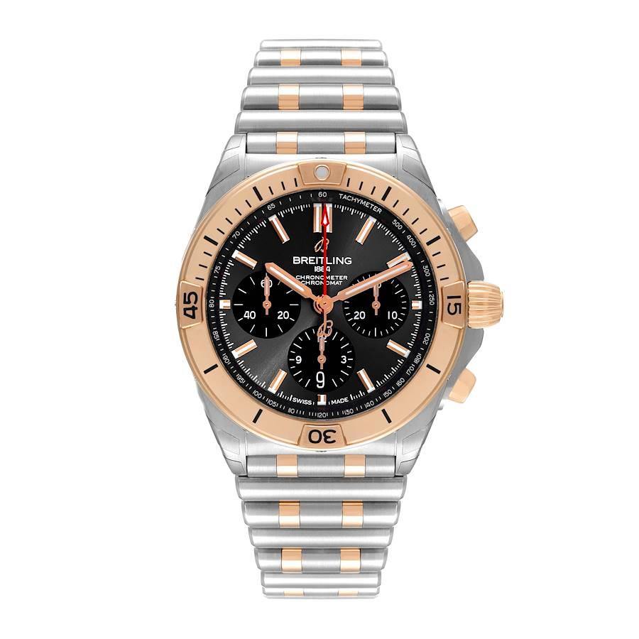 Breitling Chronomat B01 Steel Rose Gold Grey Dial Mens Watch UB0134 Unworn. Self-winding automatic officially certified chronometer movement. Chronograph function. Stainless steel case 42.0 mm in diameter with 18k rose gold screwed down crown and