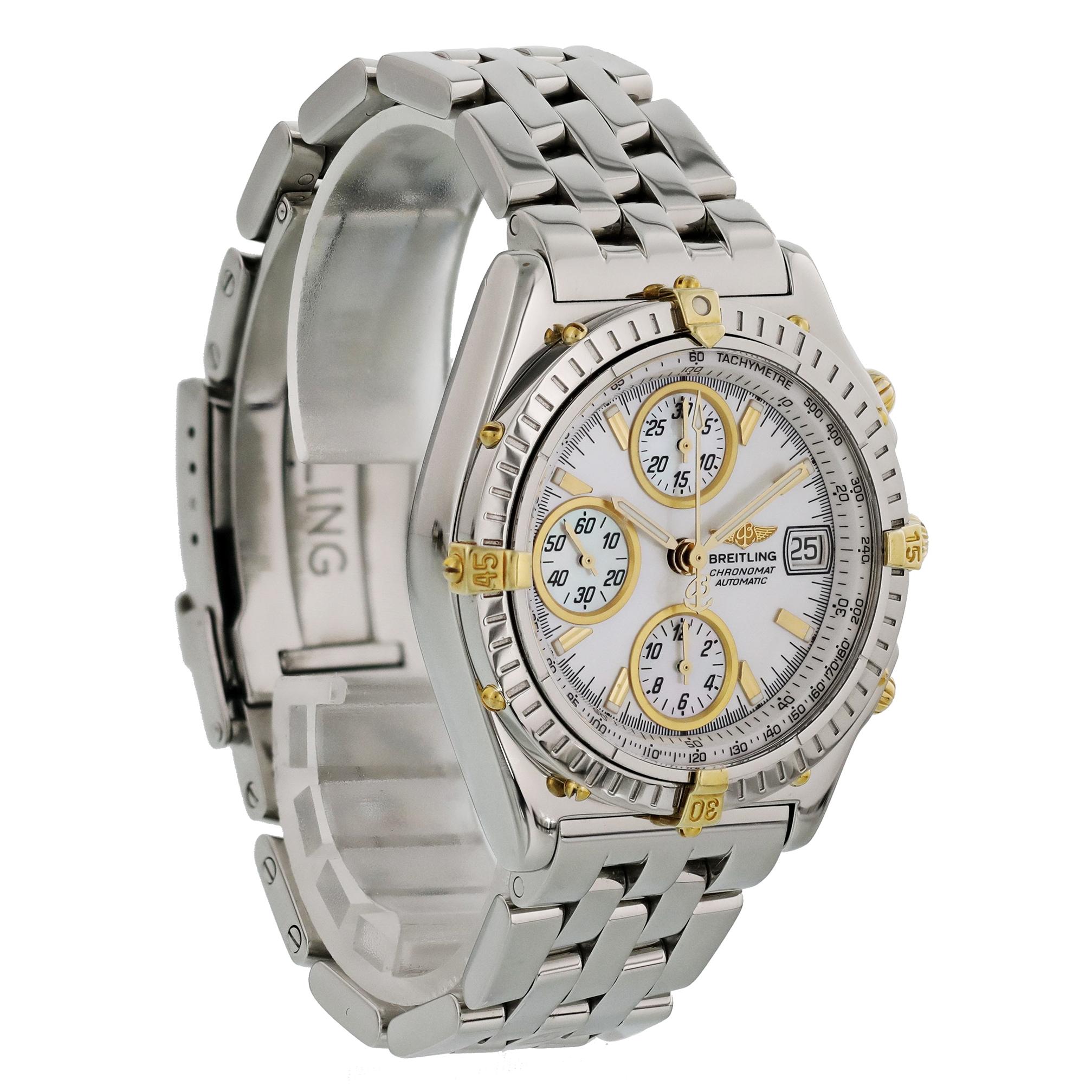 Breitling Chronomat B13050.1 Mother of Pearl Dial Men's Watch In Excellent Condition For Sale In New York, NY