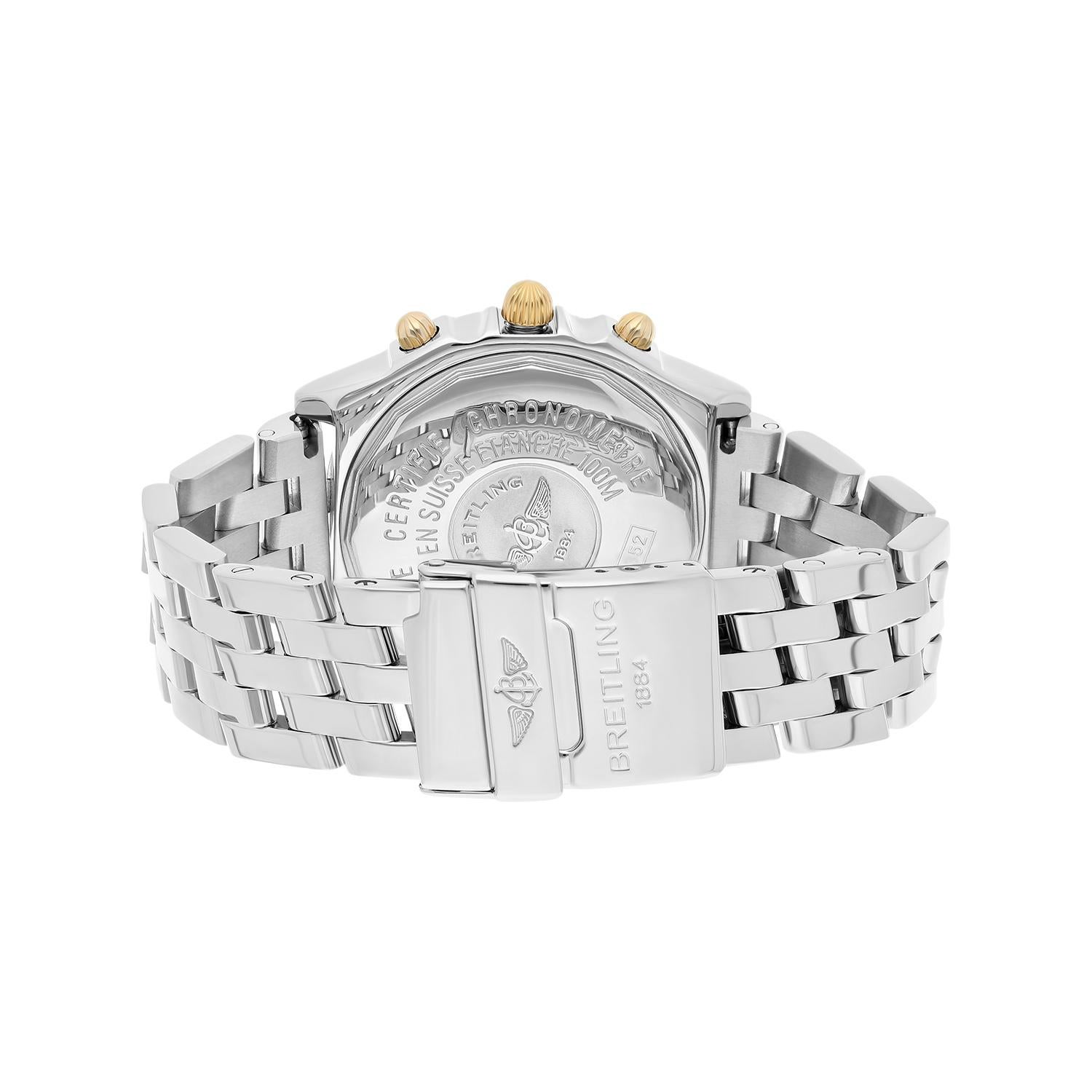 Montre Chronomat Breitling 39MM en acier et or jaune 18 carats avec lunette en diamant B13352 en vente 3