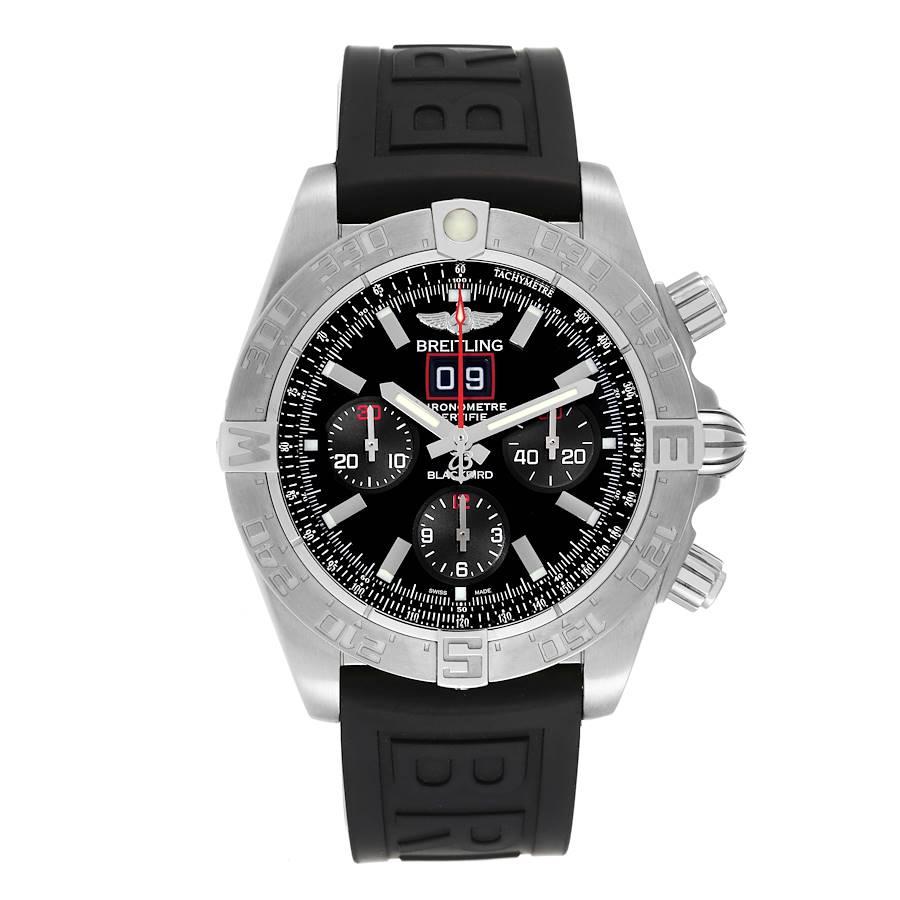 Breitling Chronomat Blackbird Limited Edition Mens Watch A44360 Box Papers. Self-winding automatic officially certified chronometer movement. Chronograph function. Stainless steel case 43.7 mm in diameter with screwed-down crown and pushers.