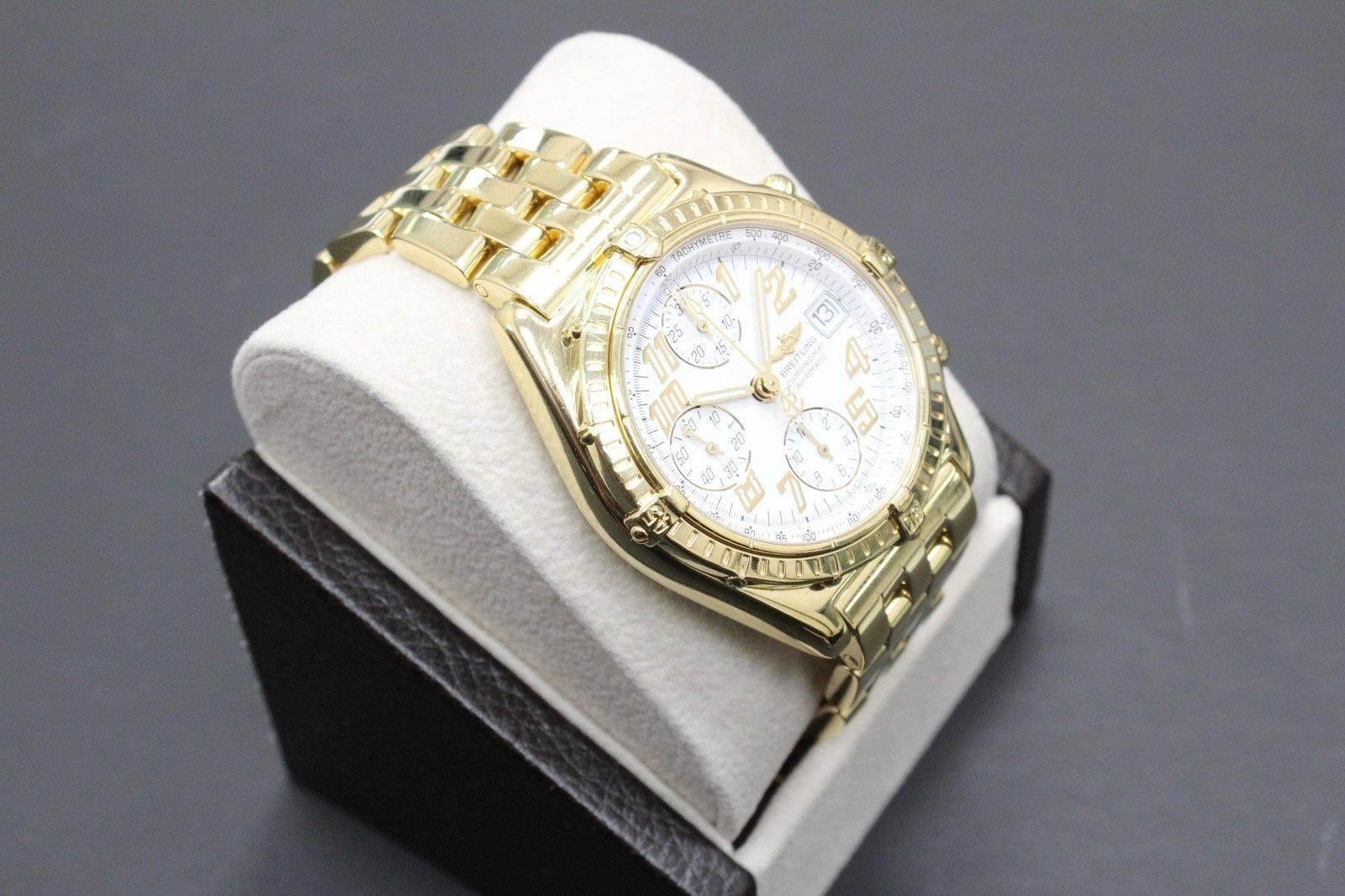 Style Number: K13050.1
Model: Chronomat 
Case Material: 18K Yellow Gold
Band: 18K Yellow Gold
Bezel: 18K Yellow Gold
Dial: White
Face: Sapphire Crystal 
Case Size: 40mm
Includes: 
-Elegant Watch Box
-Certified Appraisal 
-1 Year Warranty

Retail: