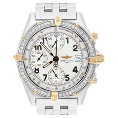 Montre Chronomat Breitling 39MM en acier et or jaune 18 carats avec lunette en diamant B13050