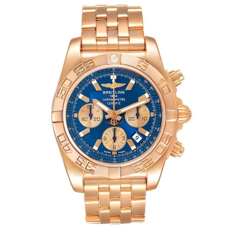 Breitling Chronomat Evolution 18k Rose Gold Mens Watch HB0110 Box