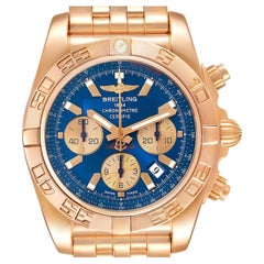 Breitling Chronomat Evolution 18k Rose Gold Mens Watch HB0110 Box Papers