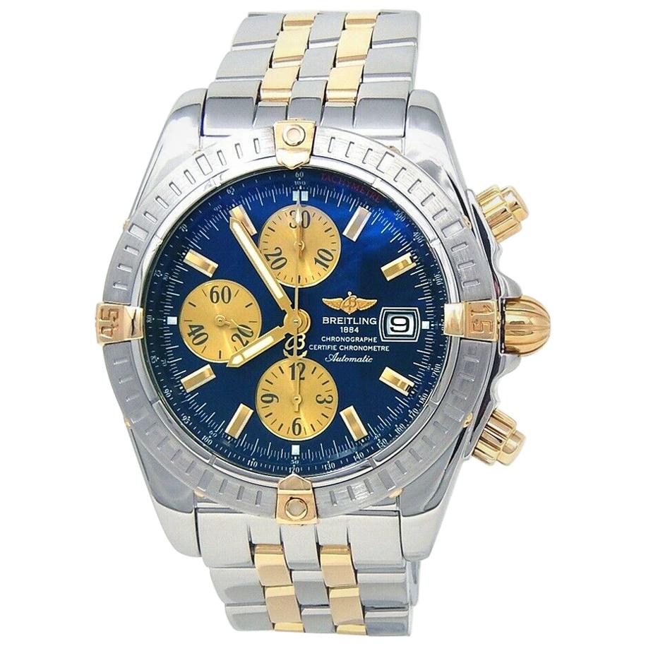 Breitling Chronomat Evolution 18k Yellow Gold & Stainless Steel Automatic B13356 For Sale