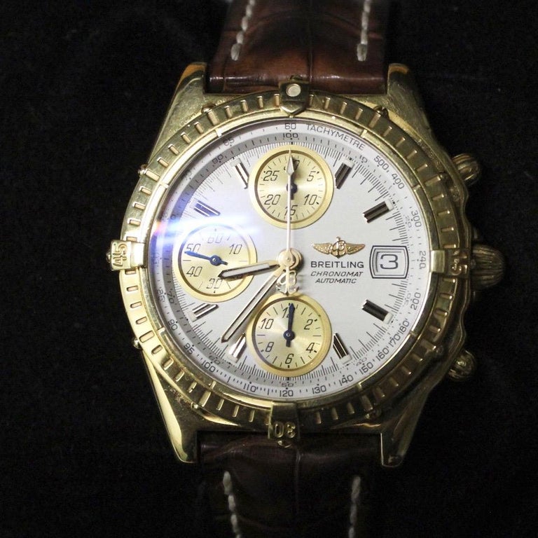 Breitling Chronomat Evolution 18 Karat Yellow Gold Automatic Watch For Sale  at 1stDibs | breitling chronomat 18k gold, breitling chronomat evolution 18k  gold, breitling k13356 gold