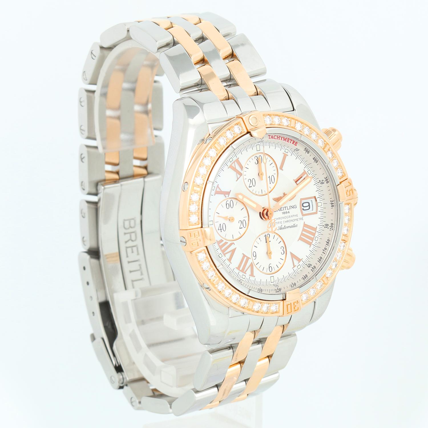 Breitling Chronomat Evolution 2-Tone Diamond Watch C13356 In Excellent Condition In Dallas, TX