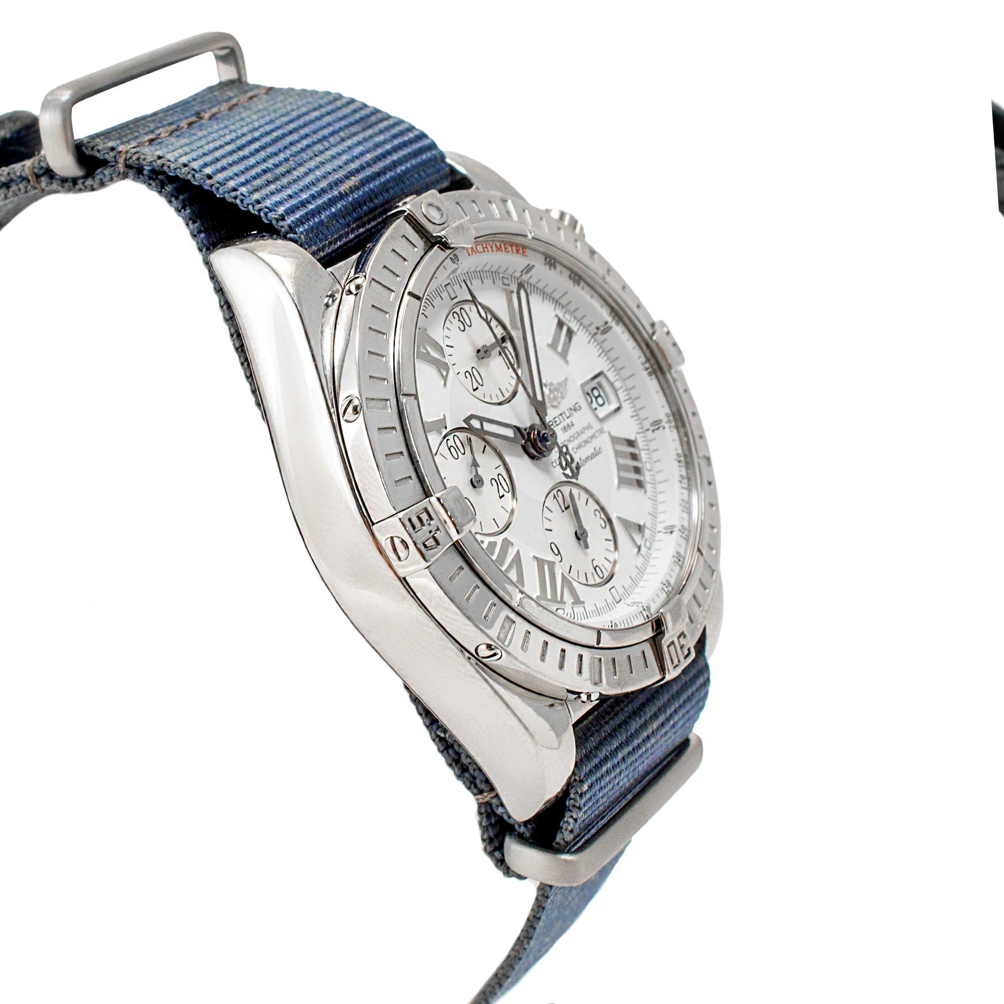 Reloj Automático Breitling Chronomat Evolution 43.5mm A13356 Correa OTAN Acero en Excelente estado para la venta en Houston, TX