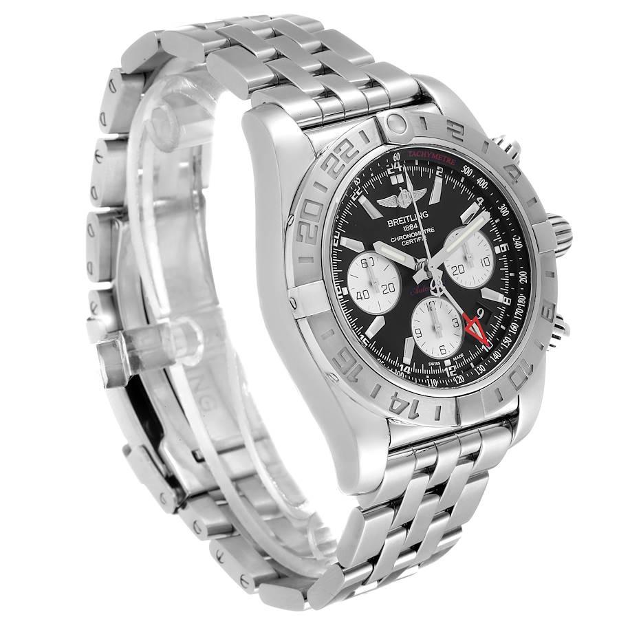 Men's Breitling Chronomat Evolution 44 GMT Steel Mens Watch AB0420 Box Papers