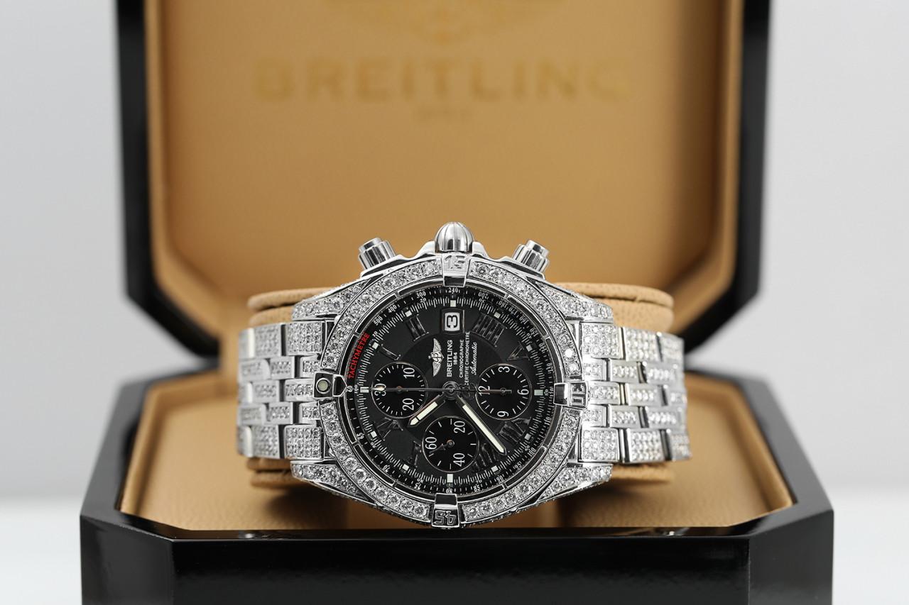 Breitling Chronomat Evolution A13356 Montre personnalisée en acier inoxydable et diamants Pour hommes en vente