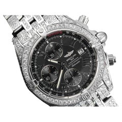 Used Breitling Chronomat Evolution A13356 Custom Diamond Stainless Steel Watch