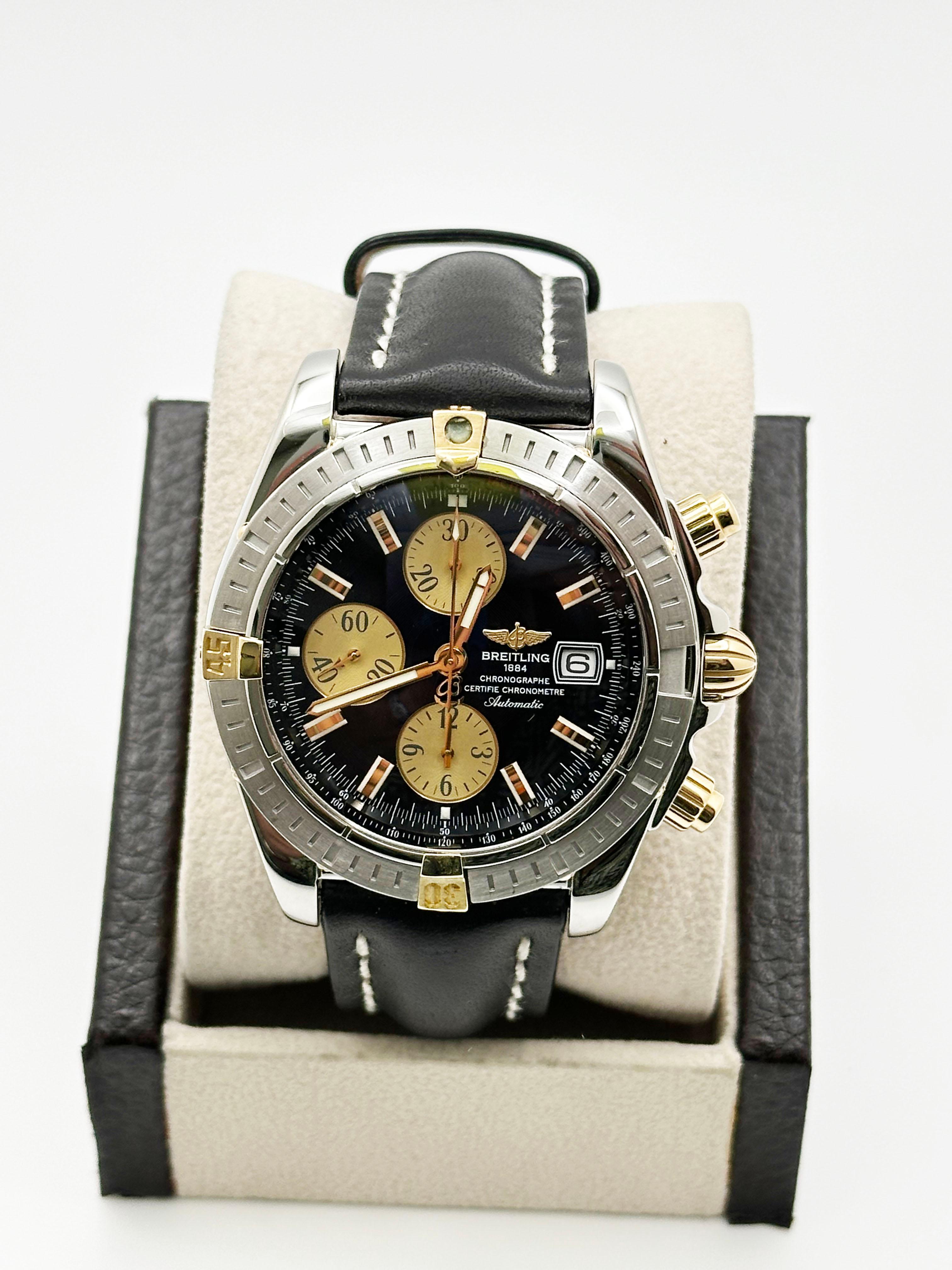 Breitling Chronomat Evolution B13356 Oro amarillo de 18 quilates Correa de piel de acero Folleto en venta 1