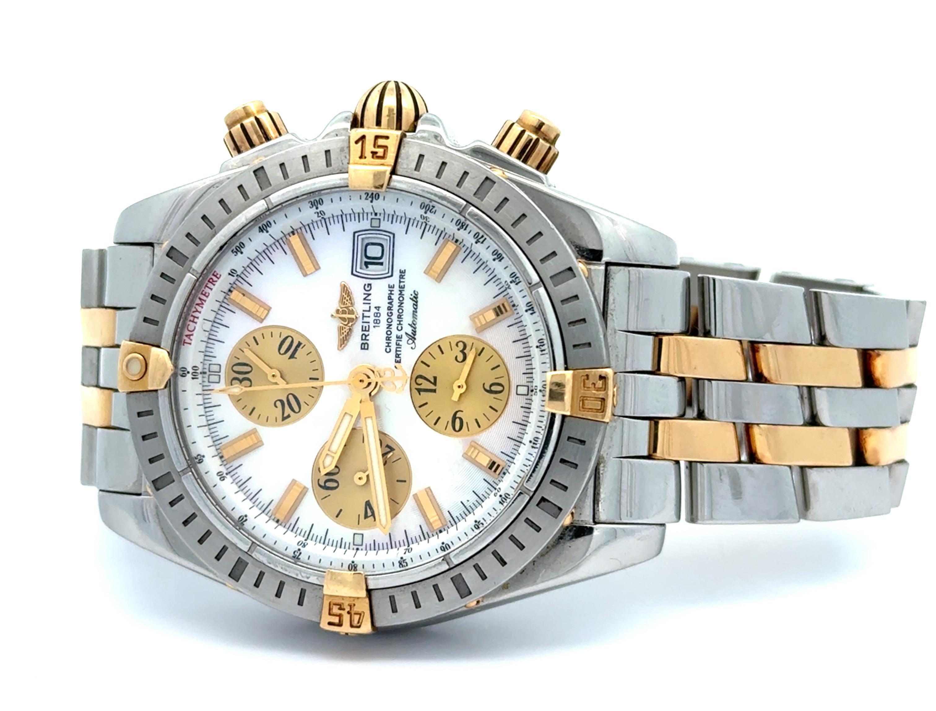 Breitling Chronomat Evolution B13356 44mm MoP Zifferblatt zwei Töne Armbanduhr im Angebot 1