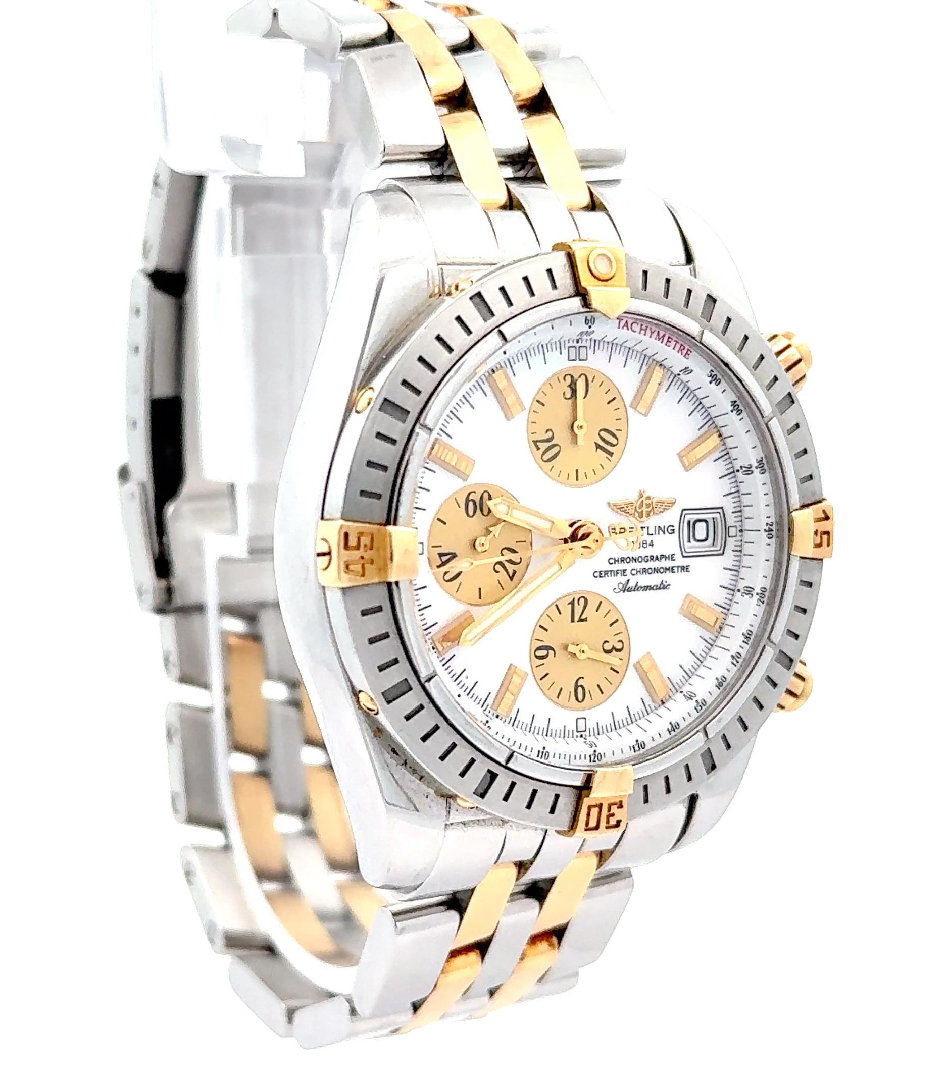Breitling Chronomat Evolution B13356 44mm MoP Zifferblatt zwei Töne Armbanduhr im Angebot 2