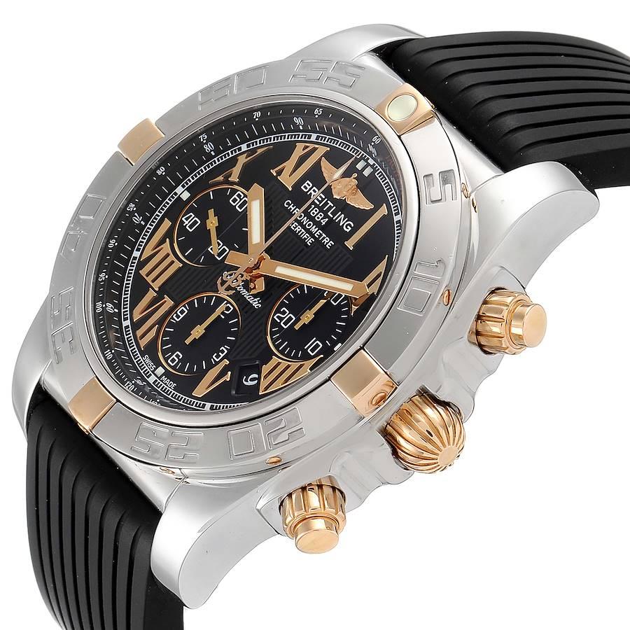 Breitling Chronomat Evolution Black Dial Steel Rose Gold Men's Watch CB0110 For Sale 2