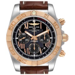 Breitling Chronomat Evolution Black Dial Steel Rose Gold Men's Watch CB0110